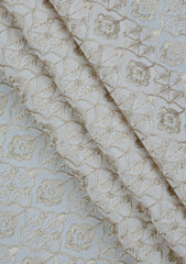 Elite Men China Boski Zari Embroidered 6 Pound Blue Selvage - Off White