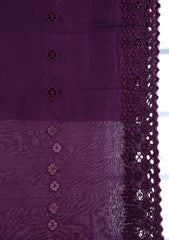 Embroidered Lawn Summer Shawl D#33 - Purple