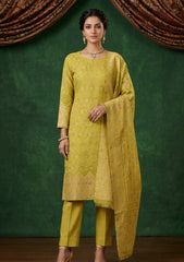 Formals - Riwaj - Fancy Chiffon Jamawar - 2 Pcs Suit - CND#01 - Mehndi