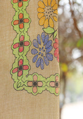 Wool Needle Work Shawl D - 42 - Brown