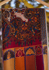 Pure Pashmina Qalamkari Shawl D - 01N - Brown