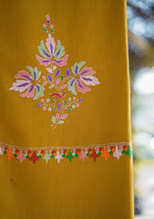 Wool Needle Work Shawl D - 48 - Mustard