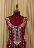 Winter Collection - Riwaj - Chiffon W/ Gota Work - Maroon