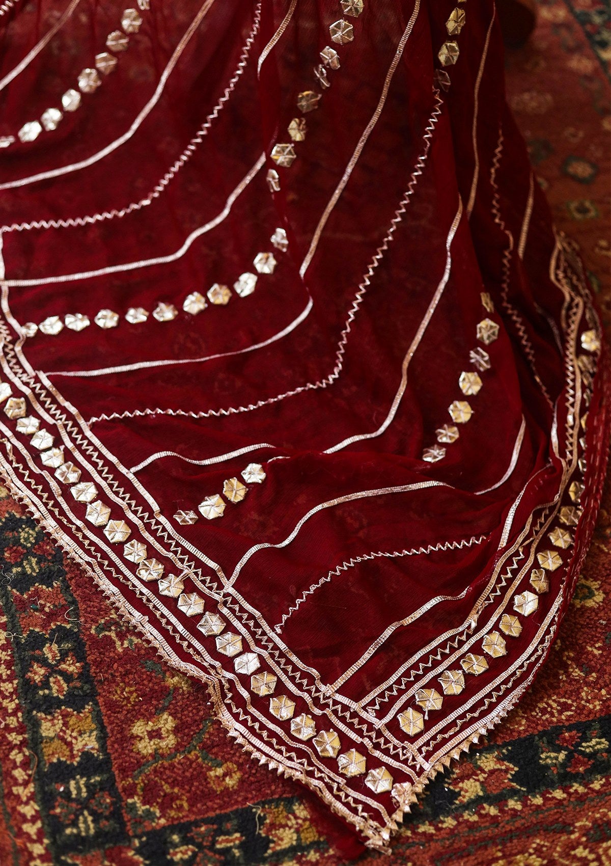 Winter Collection - Riwaj - Chiffon W/ Gota Work - Maroon