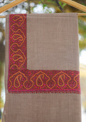 Pashmina Emboridered Shawl D - 164B - G Brown