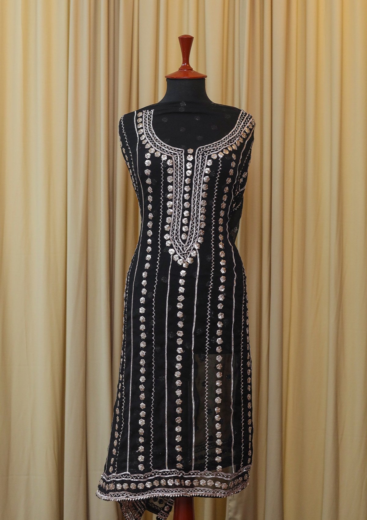 Winter Collection - Riwaj - Chiffon W/ Gota Work - Black