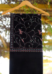 Wool Needle Work Shawl D - 70U - BLACK