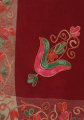 Pashmina Ari Work Shawl D - 141 - MAROON