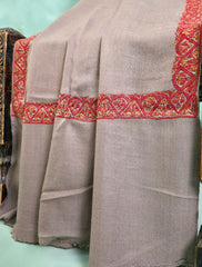 Pashmina Kashmiri Border Shawl D#133 - N Grey
