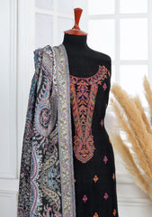 Winter - Riwaj - Pashmina Embroidered Suit - Edit 25 - D#12 - Black