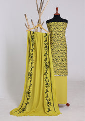 Winter - Riwaj - Printed Cotray Suit - Wool Shawl - D#08 - Lemon