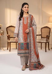 Winter - Fancy Silk Zari Jamawar - 3 Pcs Suit - D#18 - Off White