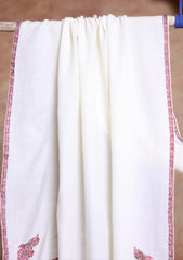 Pashmina Kashmiri Border Scarf D#22 - Off White