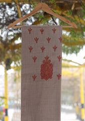 Wool Emboridered Shawl D - 01F - Brown