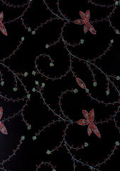 Wool Needle Work Shawl D - 70U - BLACK