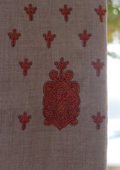 Wool Emboridered Shawl D - 01F - Brown