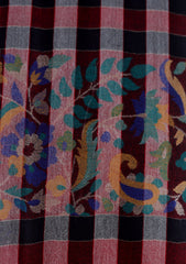 Pure Pashmina Kaani Jamawar Shawl D - 124 - B Maroon