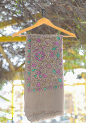 Pashmina Emboridered Shawl D - 170 - BROWN