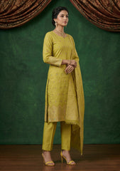 Formals - Riwaj - Fancy Chiffon Jamawar - 2 Pcs Suit - CND#01 - Mehndi