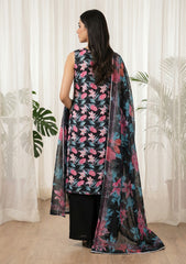 Lawn - Rubaaiyat - Chikankari 26 - Organza Dupatta - D#07 - Black