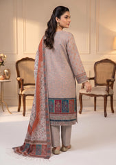 Winter - Fancy Silk Zari Jamawar - 3 Pcs Suit - D#18 - Off White