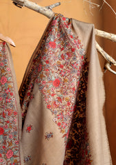 Pashmina Embroidered Border Shawl D#229 - L Brown