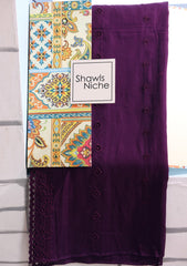 Embroidered Lawn Summer Shawl D#33 - Purple