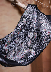 Pashmina Ari Work Jaaldar Scarf D#04 - Black