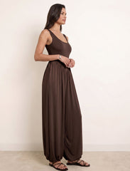 Pret - Moven - Cotton Blended Jersey Wide-Leg Jumpsuit - Brown