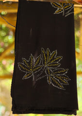 Wool Needle Work Shawl D - 56 - Black