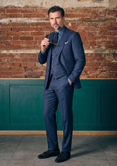 Drago Luxury Micron Super 160's Wool & Silk Fabric - F Blue