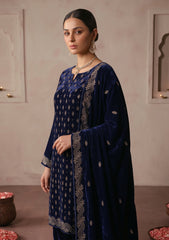 Winter - Riwaj - Velvet Stone Work 3 Pcs Suit - D#05 - Navy Blue