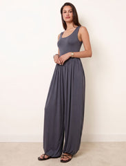 Pret - Moven - Cotton Blended Jersey Wide-Leg Jumpsuit - Grey