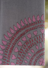 Wool Needle Work Shawl D - 55 - GREY