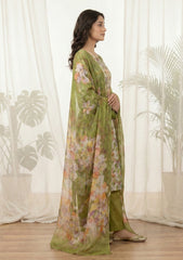 Lawn - Rubaaiyat - Digital Printed 26 - 2 By 2 - D#28 - M Green
