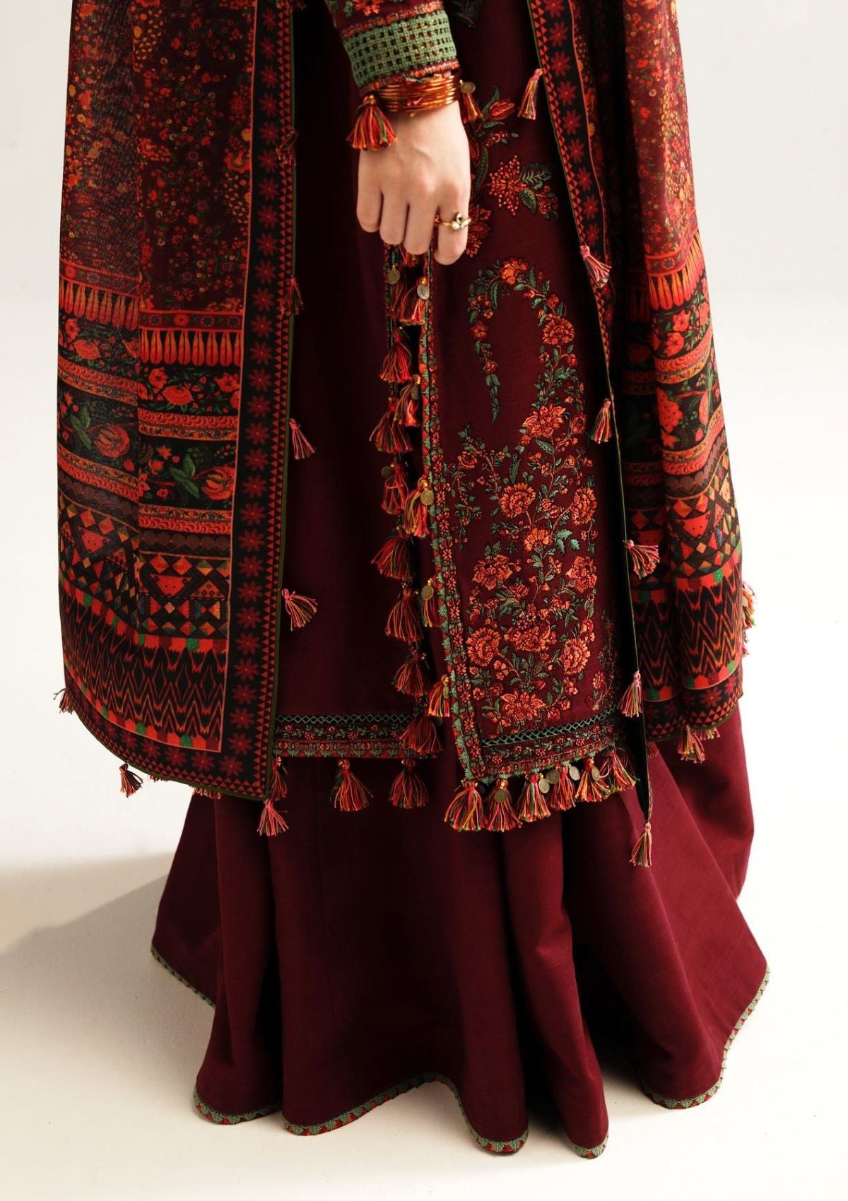 Winter Collection - Hussain Rehar - Khaddar Shawl - Ruby