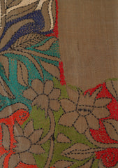 Wool Needle Work Shawl D - 44 - D Mehendi