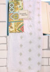 Embroidered Lawn Summer Shawl D#65 - White 4