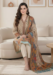 Winter - Riwaj - Printed Pashmina - 3 Pcs Suit - D#06 - L Peach