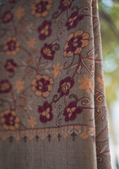 Wool Ari Work Shawl D - 1 - Brown