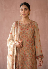 Formals - Fancy Georgette Chiffon Embroidered - 3 Pcs Suit - D#01 - Skin