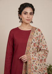 Winter - Riwaj - Pashmina Kani Jamawar 3 Pcs Suit - D#02 - Maroon