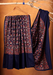 Pashmina Embroidered Jaaldar Shawl D#03 - N Blue