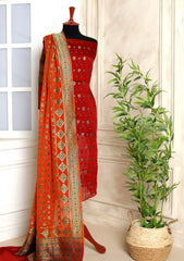 Formals - Fancy Closet - 2 pcs Suit - Chiffon Jamawar D#78 Orange