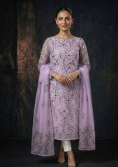 Formals - Riwaj - Fancy 26 - Chikankari & Mukesh - 2 Pcs - D#01 - Purple