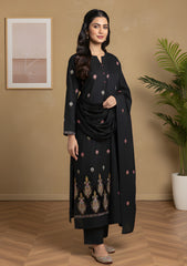 Winter - Riwaj - Pashmina Embroidered Suit - D#09 - Black