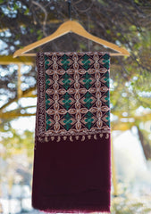 Wool Ari Work Shawl D - 1J - Maroon