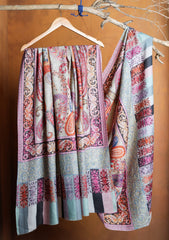 Pashmina Qalamkari Jaaldar Ari Work Shawl D#18 - Multi
