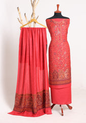 Winter - Riwaj - Pashmina Kaani Jamawar Suit - D#43 - Red