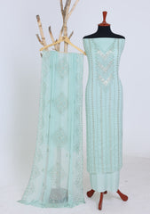 Formals - Riwaj - Fancy Bamber Chiffon - 3 Pcs Suit - CBD#1818 - Aqua